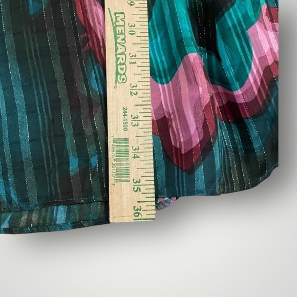 Nine West Ruffle Sleeve Blouson Mini Dress Women Medium Green Whimsigoth Shimmer - Picture 7 of 15